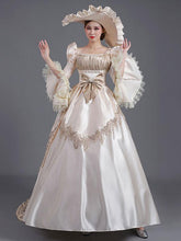 Champagne Retro Costumes Ruffles Polyester Hat Women's Euro-Style Tunic Marie Antoinette Costume Party Prom Dress
