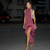 Asymmetric Feather Hem Evening Party Backless Slim Midi Dress