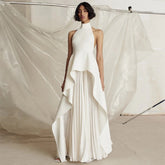 Backless Hater Ruffles Party Maxi Bandage Dress