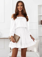 Bateau Neck Long Sleeves Flared Dress