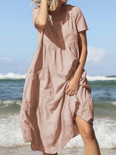 Beach Cotton Loose Casual Dress with Pockets