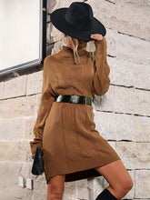 Birthday Women's Knitted Dress Acrylic Long Sleeves High Collar Winter Dresses