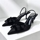 Black Butterfly Knot Decoration Slingback High Heel