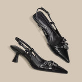 Black Fashionable Pointed Toe Shallow Mouth High-heeled Shoes