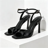 Black String Bead Decoration Pumps Pointed Toe Slingbacks High Heel