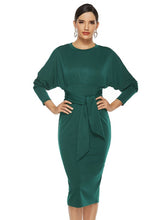 Bodycon Dresses Jewel Neck Knotted Midi Dress Sheath Dress