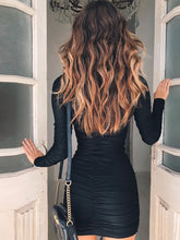 Bodycon Dresses Pleated High Collar Slim Fit Dress Sheath Dress