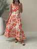 Bohemian Printed Style Spaghetti Strap Long Ankle-Length Maxi Dress