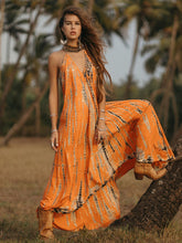 Bohemian Sleeveless Printed V-Neck Floor Length Maxi Dress Resort Wear
