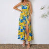 Bohemian Sling V-Neck Sleeveless Robe Beach Style Slit Maxi Dress