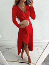 Cascading Ruffles Layered V-Neck Long Sleeves Midi Dress