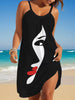 Casual A-LINE Knitting Sleeveless Print Medium Stretch Mini Dress