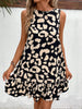 Casual A-line O-Neck Sleeveless Leopard Printed Slim Mini Dress