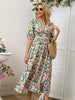 Casual Asymmetrical Pullover V-Neck Beach Style Printed Design Sundress