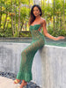 Casual Bikini Halter Hollow Out Slim Fit Robe Strap Wrap Hip Long Knitted Dress