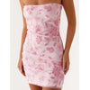 Casual Boho Shiny Sequins Strapless Slim Fits Floral Bodycon Mini Dress