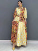 Casual Color Block Printing Lantern Sleeves Loose Maxi Dress