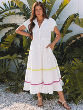 Casual Color Block Puff Short Sleeves Daily Casual Maxi Boho Dress