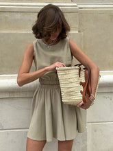 Casual Cotton And Linen Sleeveless Crop Top And Mini Skirt 2 Piece