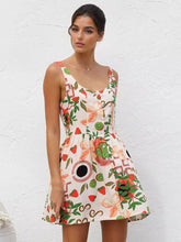 Casual Fruit Print A-line Floral Sundress Mini Slip Dress