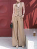 Casual Halter Neck Sleeveless Flowers Top High Waist Patchwork Pockets Pant Solid Two Piece Sets
