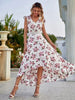 Casual Little Floral Lace Collar Irregular Waist Print Beach Style Mid-Calf Dress