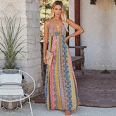 Casual Long V-neck Print Dress