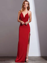 Casual Maxi Halter Dress Backless Split Slipdress