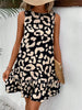 Casual O-Neck Sleeveless Leopard Printed Slim Mini A-line Dress