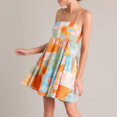 Casual Plaid Multi-Color Lace-up Cutout With Pockets High Waist Mini Dress