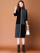 Casual Plaid Turtleneck Thickening Warm Comfort Soft Wool Knit Dress