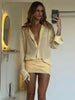Casual Single Breasted Slight Stretch Pleated Slim Shirtdress