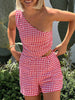 Casual Sleeveless One Shoulder Tank Tops And High Waist Shorts 2 Piece Outfits