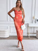 Elegant Spaghetti Strap Slim Printed Sling Backless Maxi Dress Streetwear