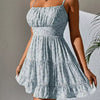 Casual Spaghetti Strap Strapless Cool Skirt Small Floral Halter Tierred Mini Dress