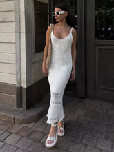 Casual Spaghetti Straps Hollow Sleeveless Knit Dress