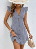 Casual Splicing Stripe Printing Single-breasted Fly-Sleeve Shirt Dresses