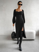 Casual Square Neck Lace-Up Backless Birthday Party Prom Slit Midi Dress