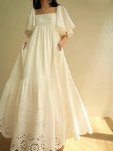 Casual Square Neck Short Sleeve High Waist Temperament Dress