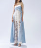 Casual Square Neck Sleeveless Patchwork Applique Loose Spliced Sheer Maxi Dresses