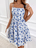 Casual Strapless Floral Printed A-LINE Spaghetti Strap Beach Mini Dress
