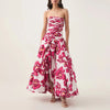 Casual Strapless Sleeveless Patchwork Ruffles Spliced Printing Maxi Dresses
