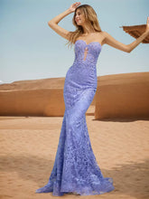 Casual Sweetheart Neck Sweep Lace Mermaid Prom Formal Dress