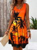 Casual Tropical Round Neck Sleeveless Printed Beach Mini Dress