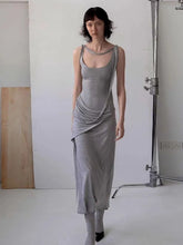 Casual U-Neck Pure Cotton Comfortable With Irregular Waistband Slimming Long Dress
