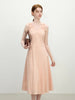 Casual V-Neck Two-Tone Gathered Straps Sleeveless A-Line Midi Dress