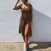 Causal Polka Dot Sleeveless High Pleated Elastic Waist Midi Sundress