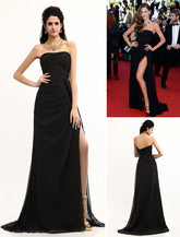 Celebrity Dresses Split Front Chiffon Cannes Film Evening Dress
