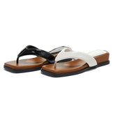 Chunky Wedge Sandals Luxury Leather Flats for Comfortable Flip-Flops Elegant Beach Sandals Slippers