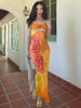 Classic Lace Print Cut Out Bodycon Bandage Maxi Dress Streetwear